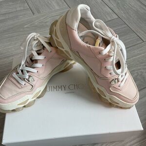 Jimmy Choo Diamond X Trainer/F Powder Pink Leather & Mesh Sneaker Sz 38 / 8